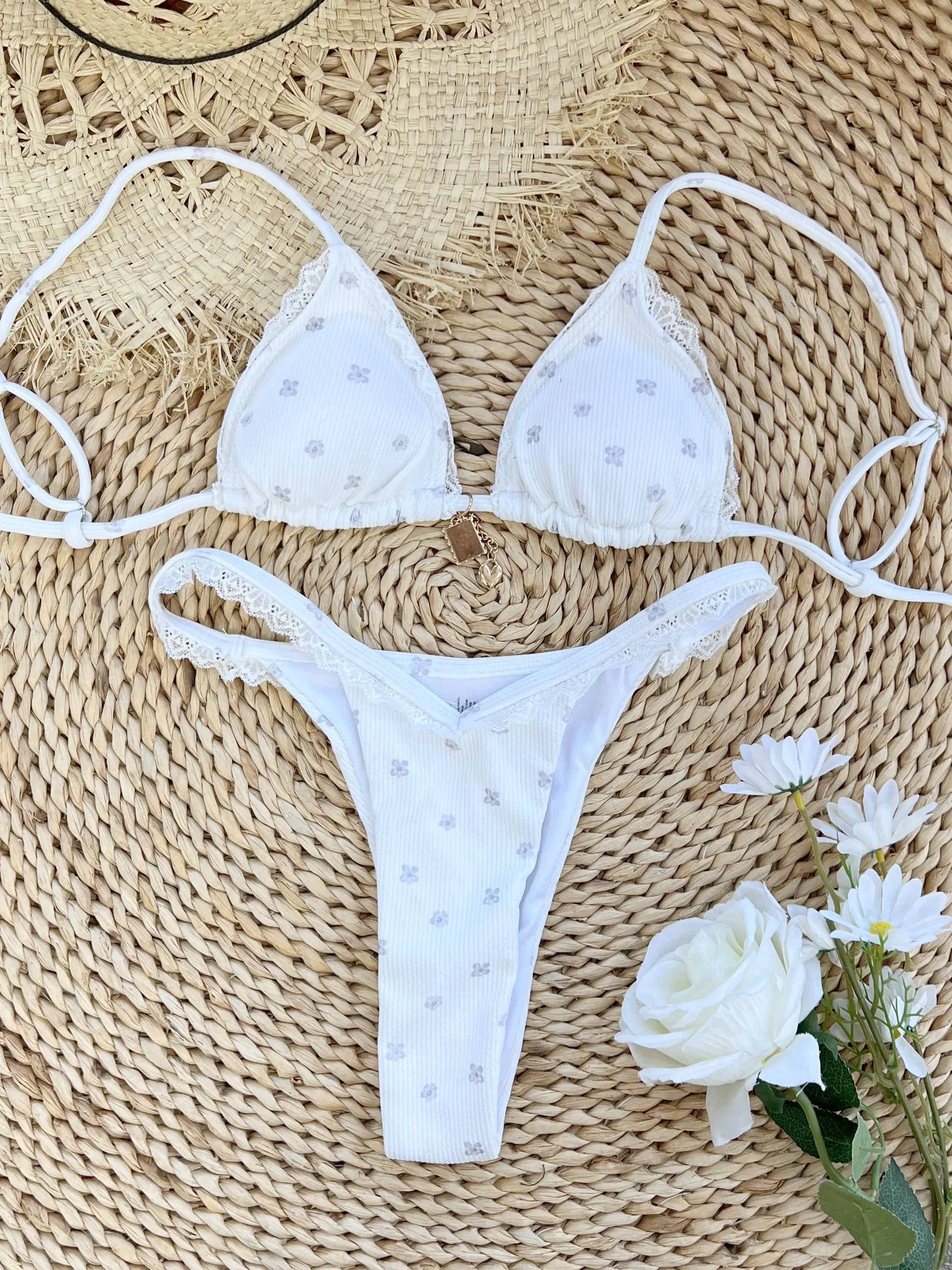 Elegant White Lace Bikini Set