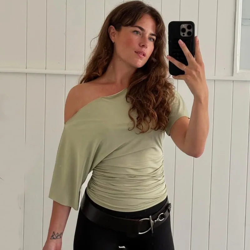 Off-Shoulder Boat Sleeve Tee