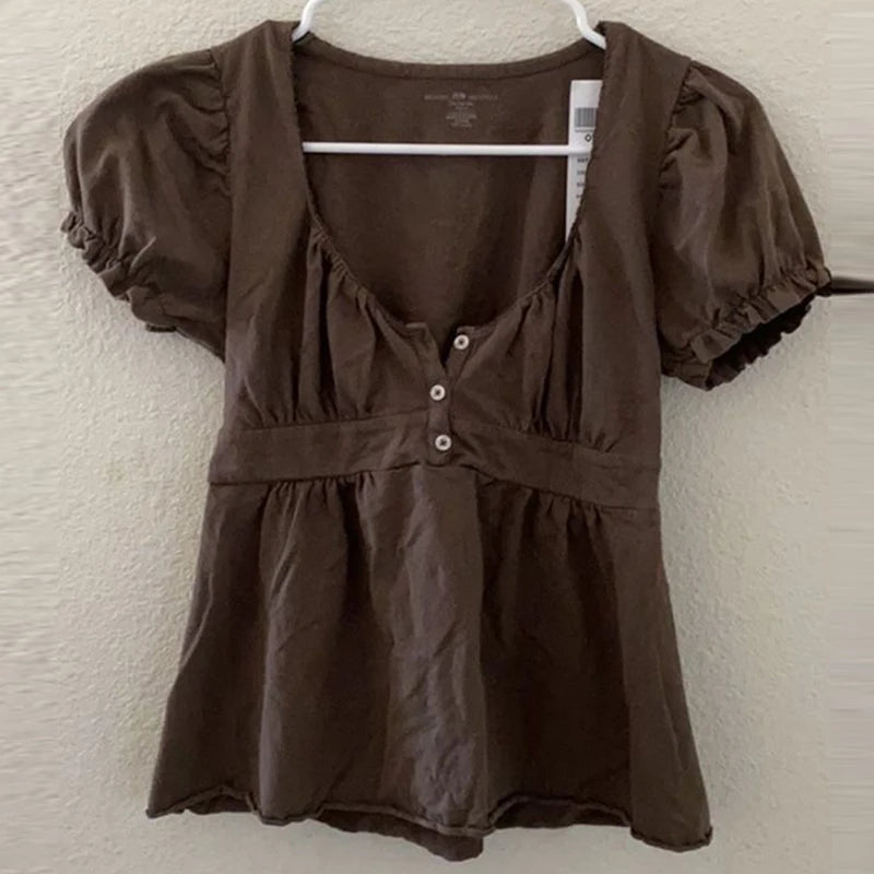 Lace Trim Square‑Neck Tee
