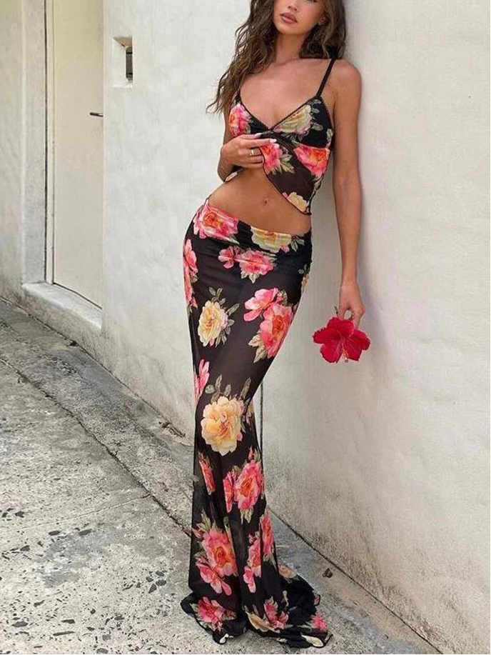 Sheer V‑Neck Mesh Set