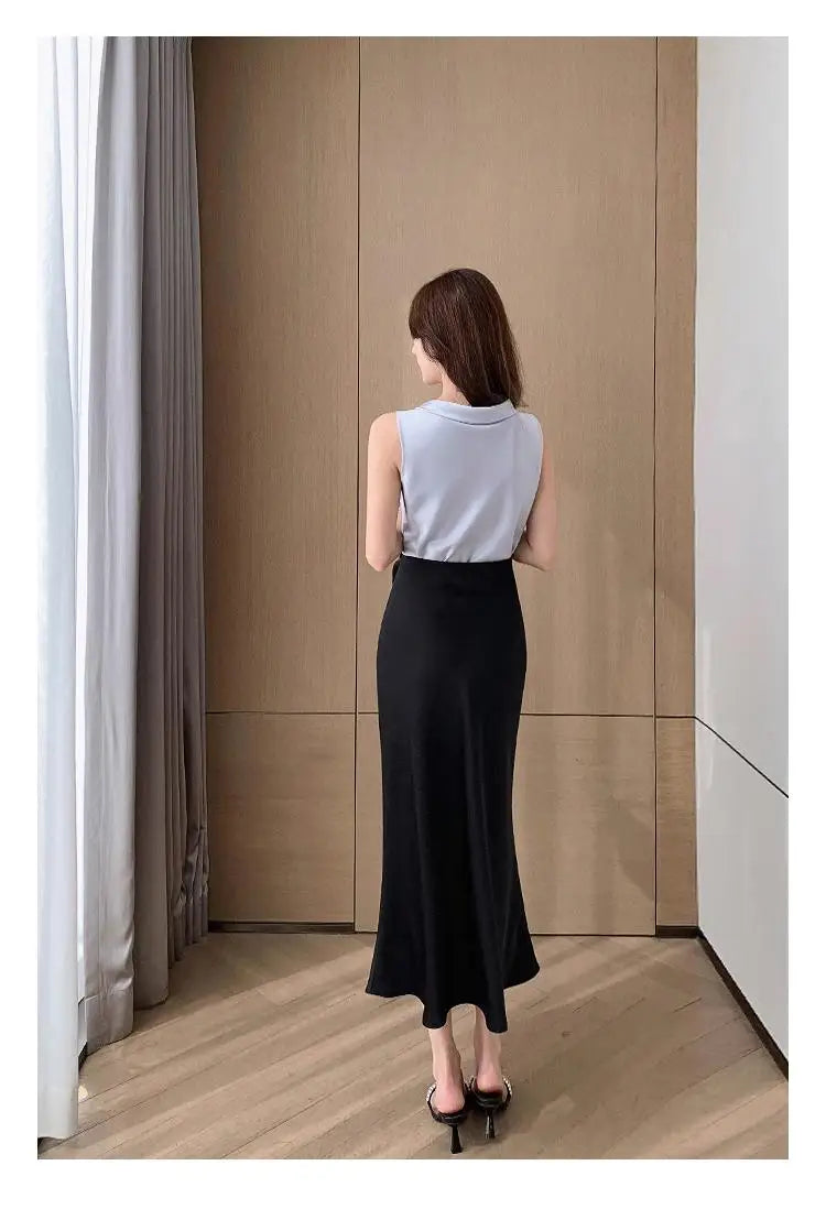 Black Satin Maxi Skirt