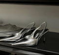 Pointed Toe Slip-On Kitten Heel Detailed