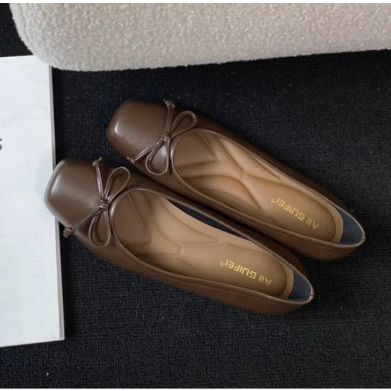Bow Square-Toe Slip-On Flats