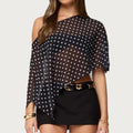 Sheer Dot‑Print Poncho Shrug