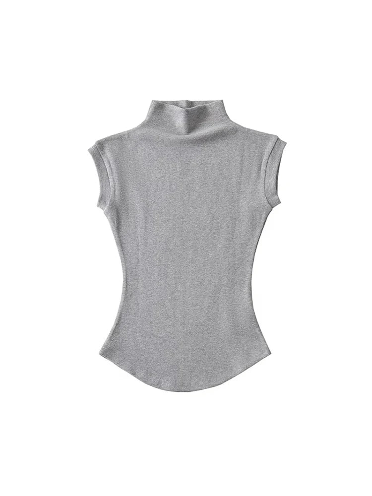 Slim‑Fit Sleeveless Mock Neck Top