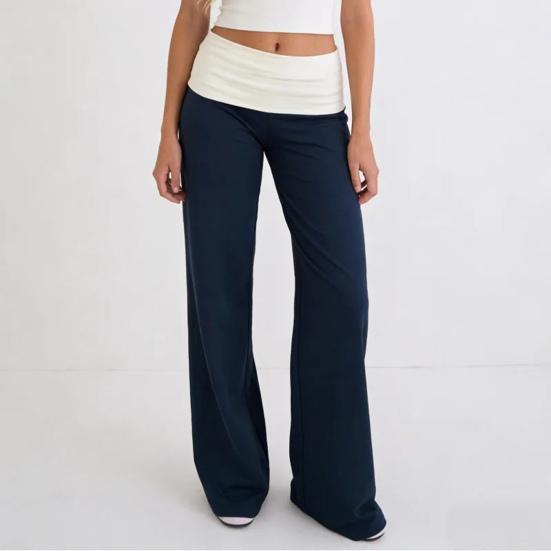 Y2K Foldover Color Block Yoga Pants