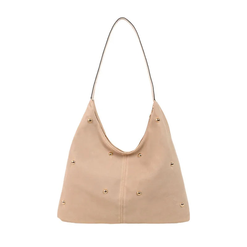 Suede Rivet Tote Purse