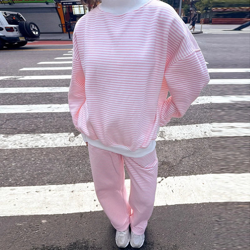Striped Mock Neck & Sweatpants Set