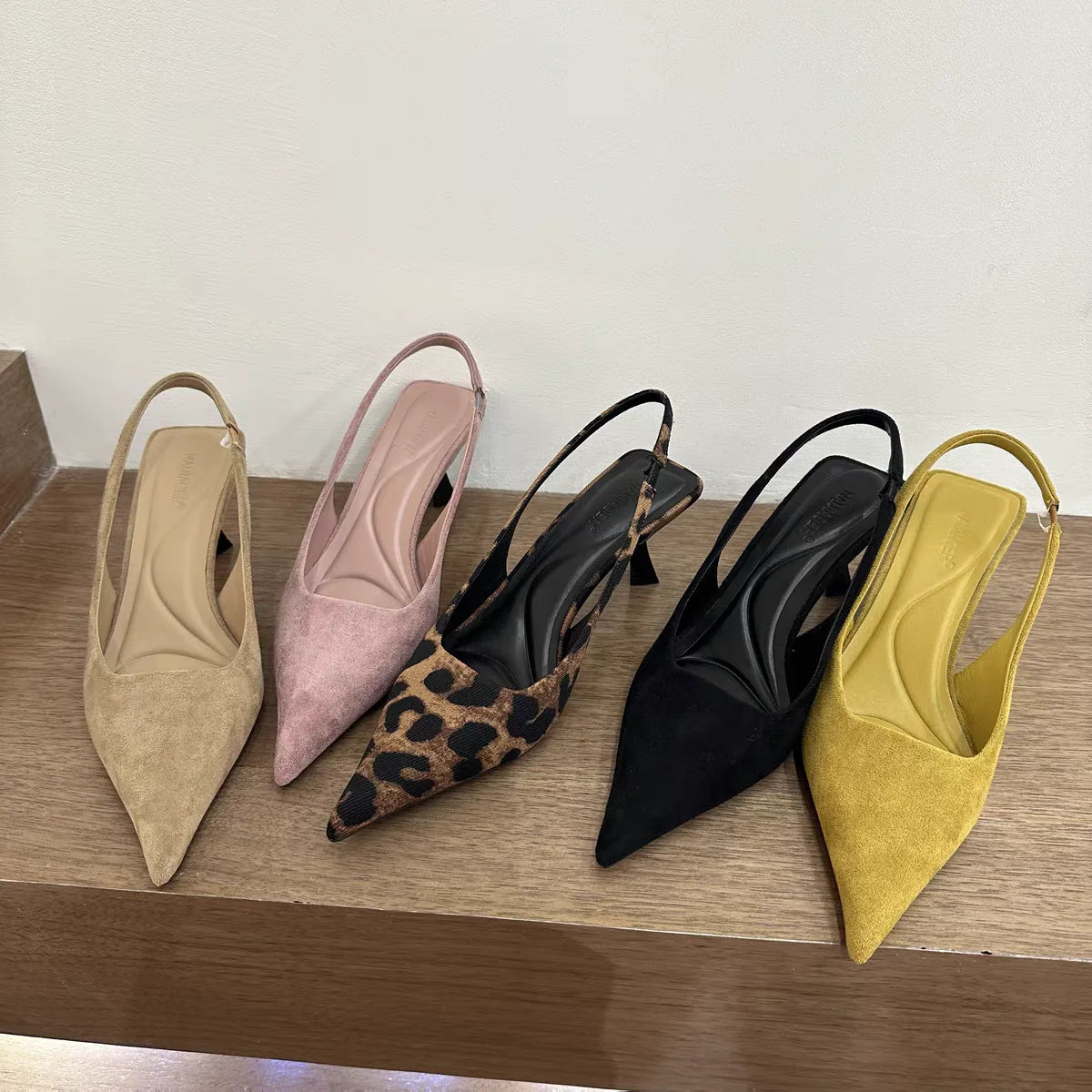 Pointed Toe Slip‑On Kitten Heel
