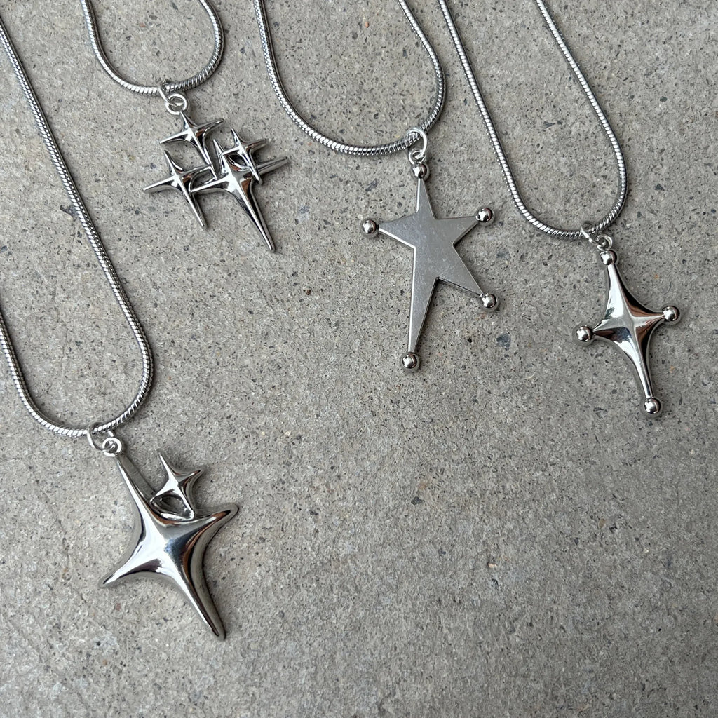 Long Star Stainless Steel Drop Necklace