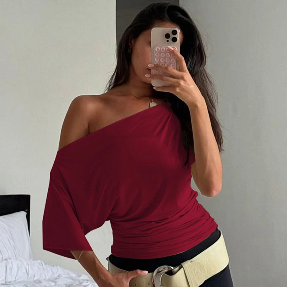Off-Shoulder Boat Sleeve Tee