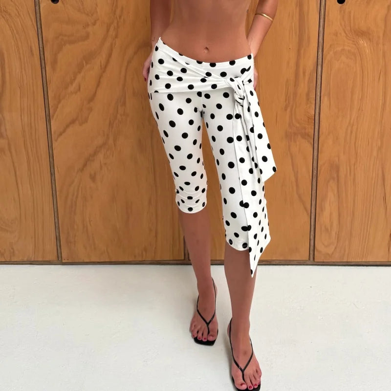 Polka‑Dot Low‑Rise Capri Leggings