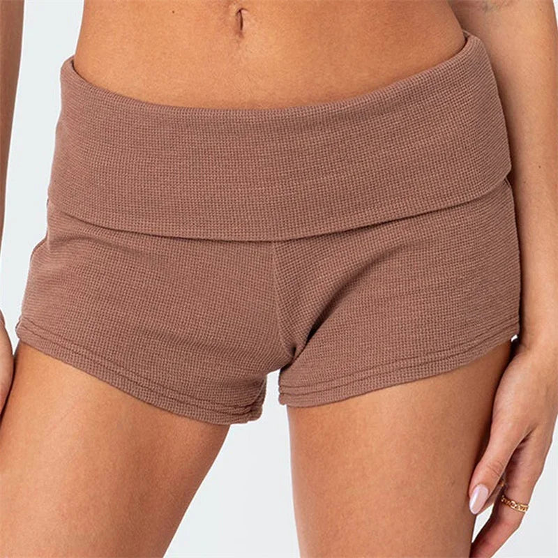 Seamless Low‑Rise Fold‑Over Lounge Shorts