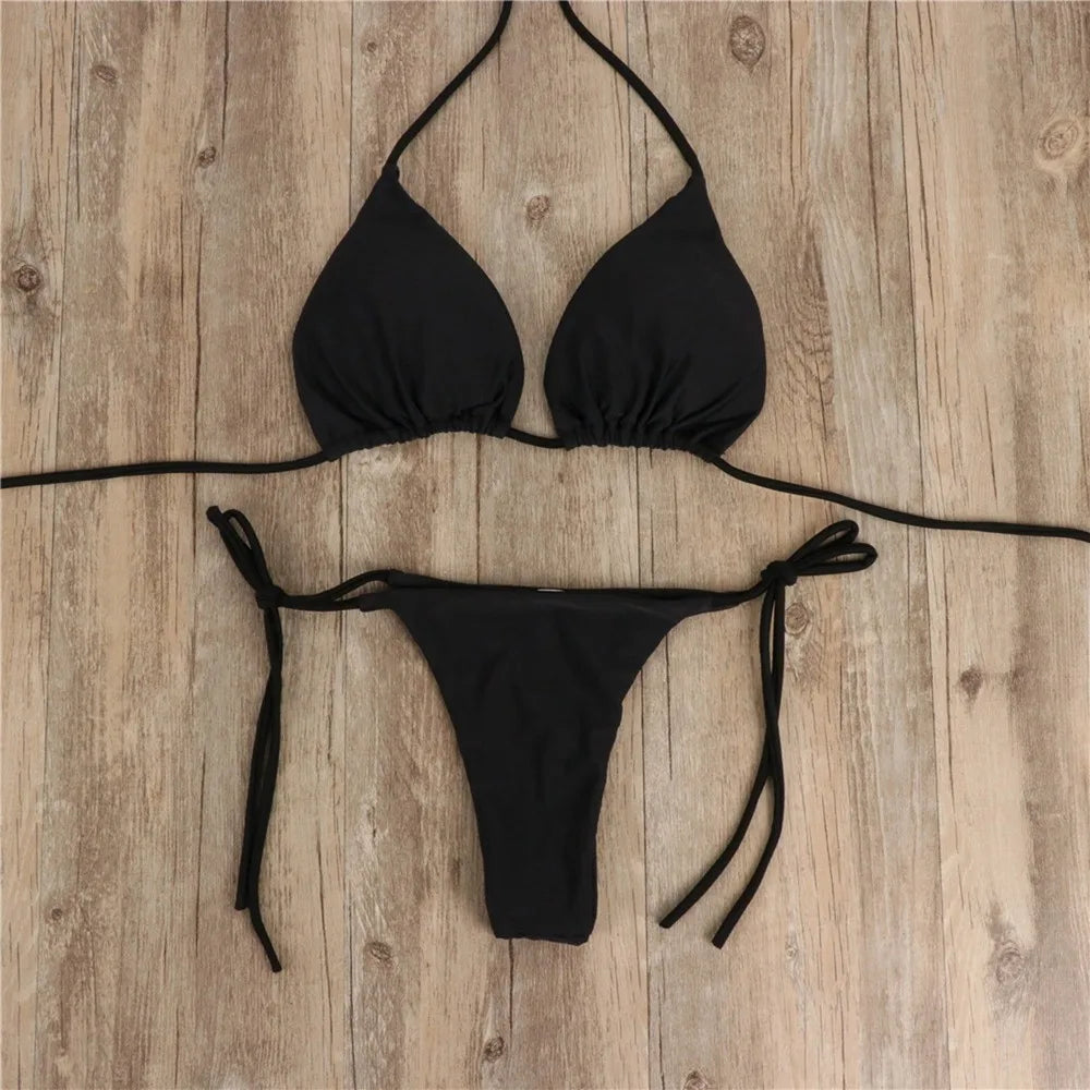 Shoreline Triangle Thong Bikini