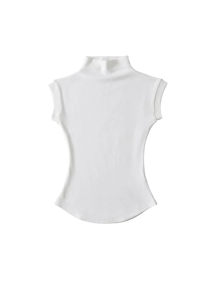 Slim‑Fit Sleeveless Mock Neck Top