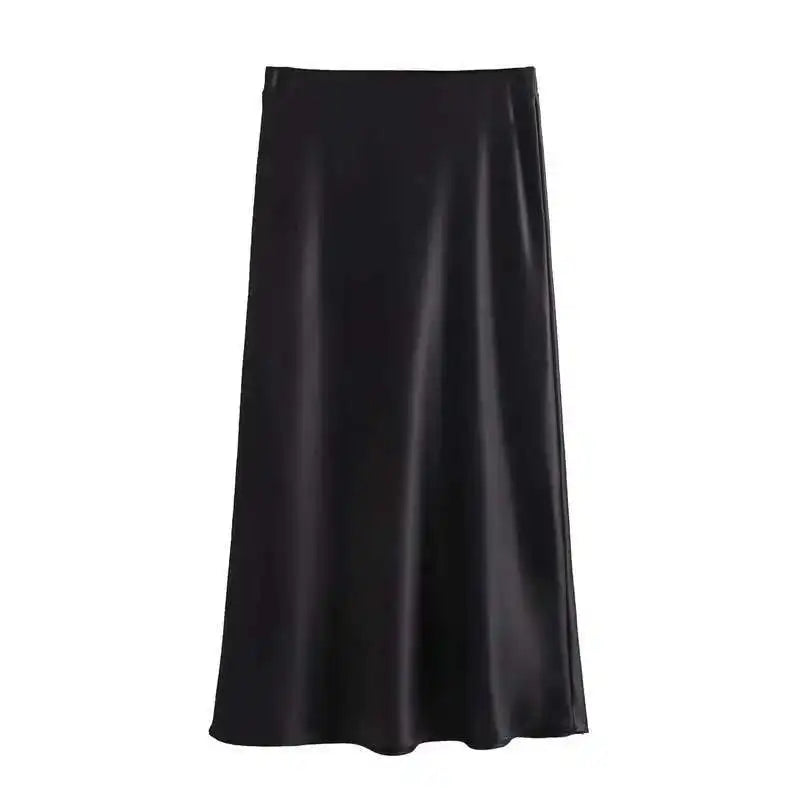 Black Satin Maxi Skirt