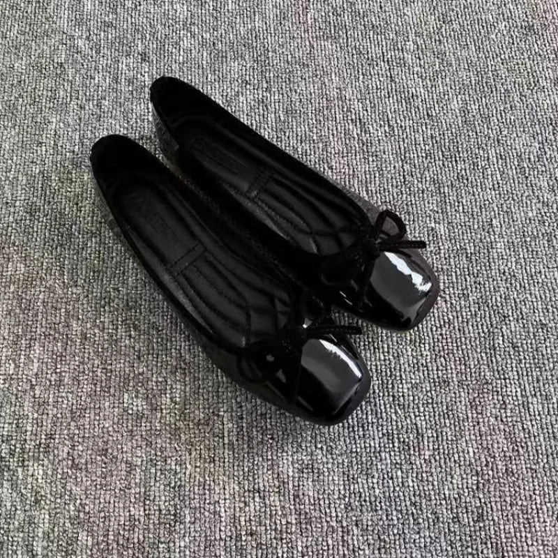 Square Toe Bow Ballet Flats