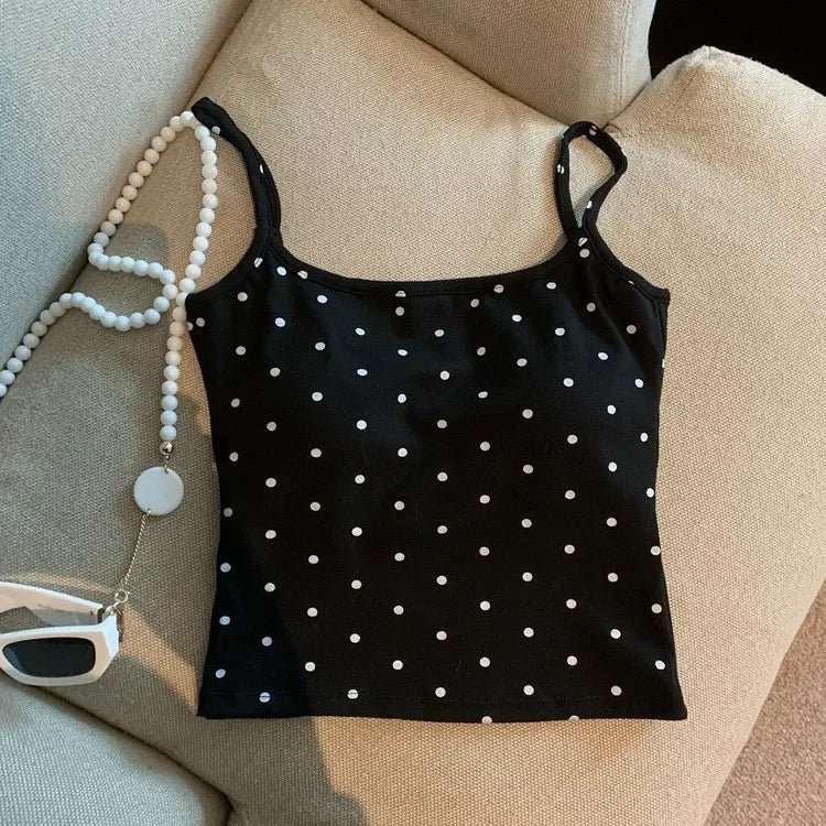 Polka Dot Backless Slim Cami